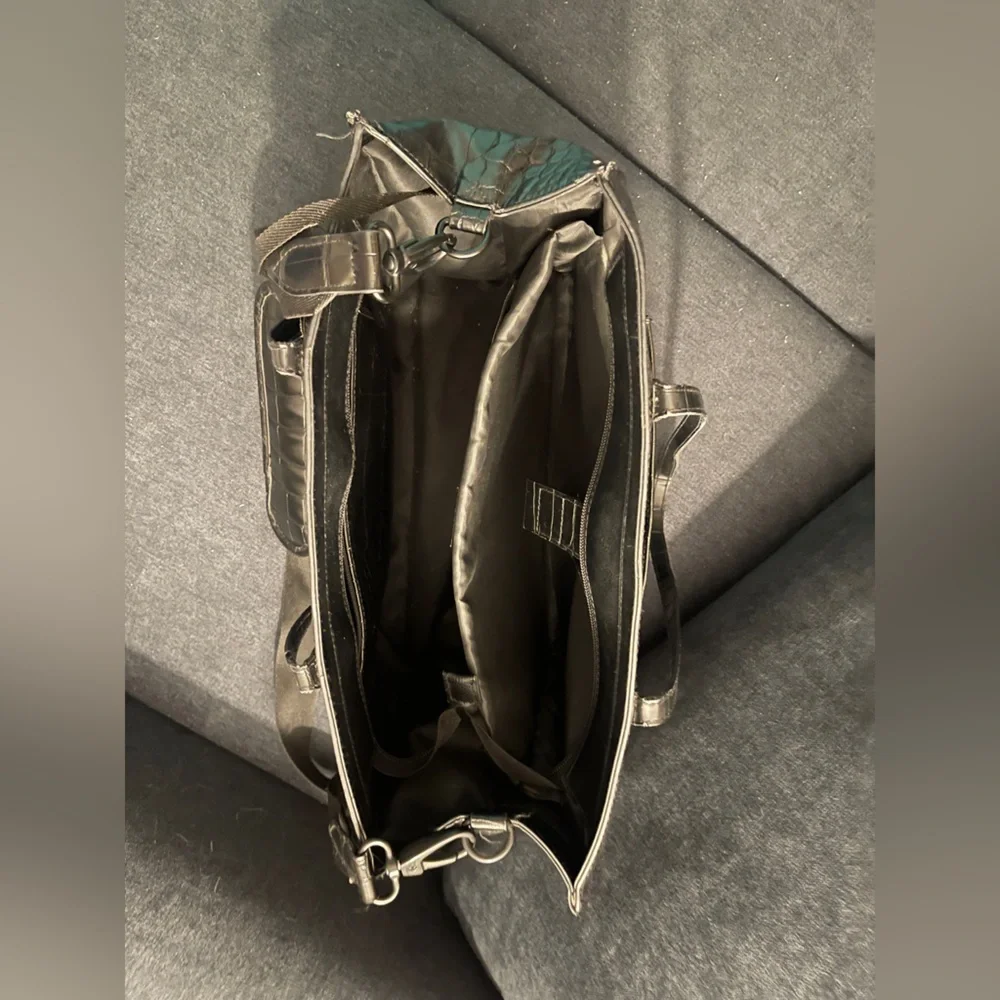 BEIS Black Croc-Embossed Tote Bag